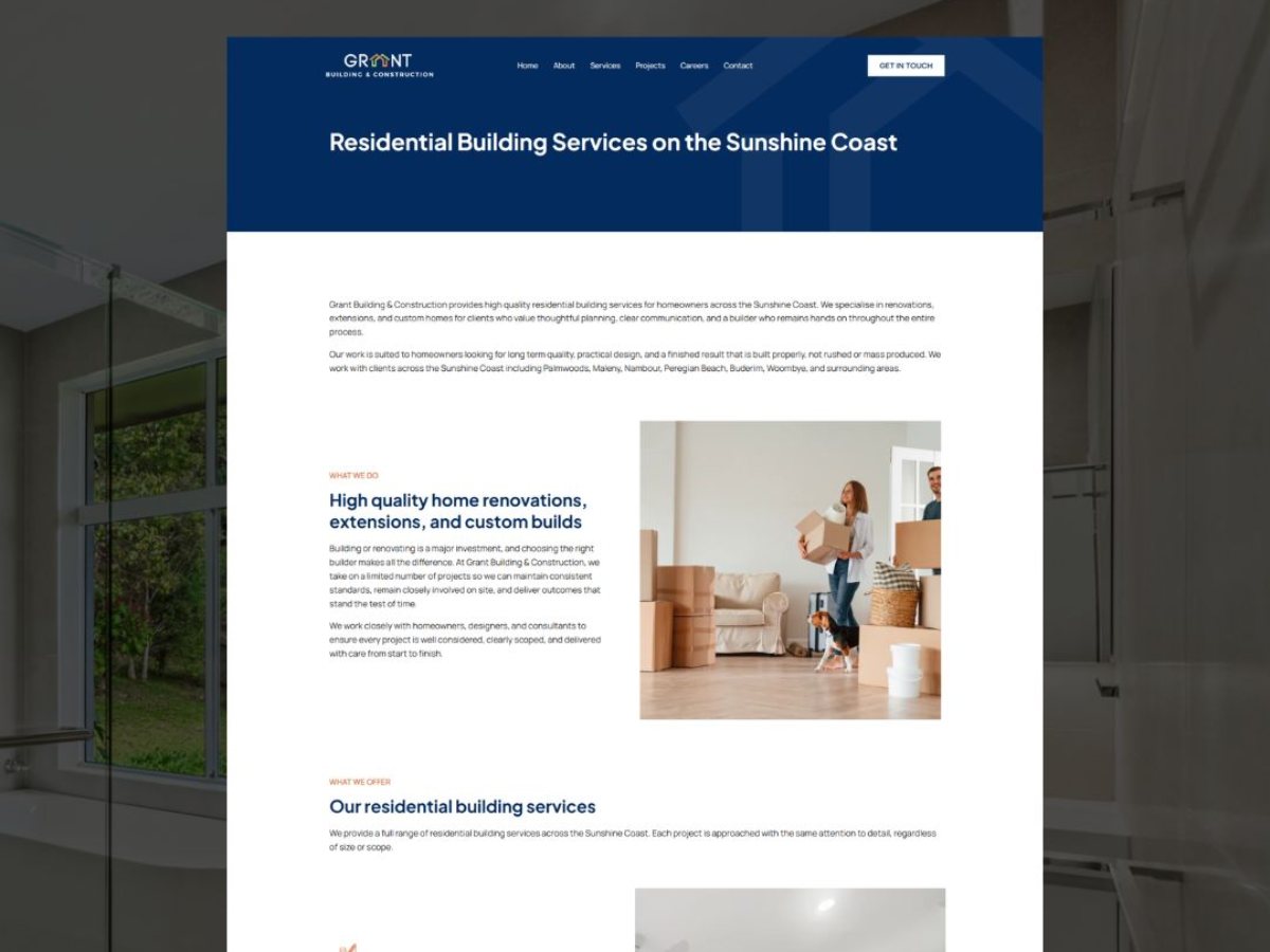 Grant Building and Construction residential building services page